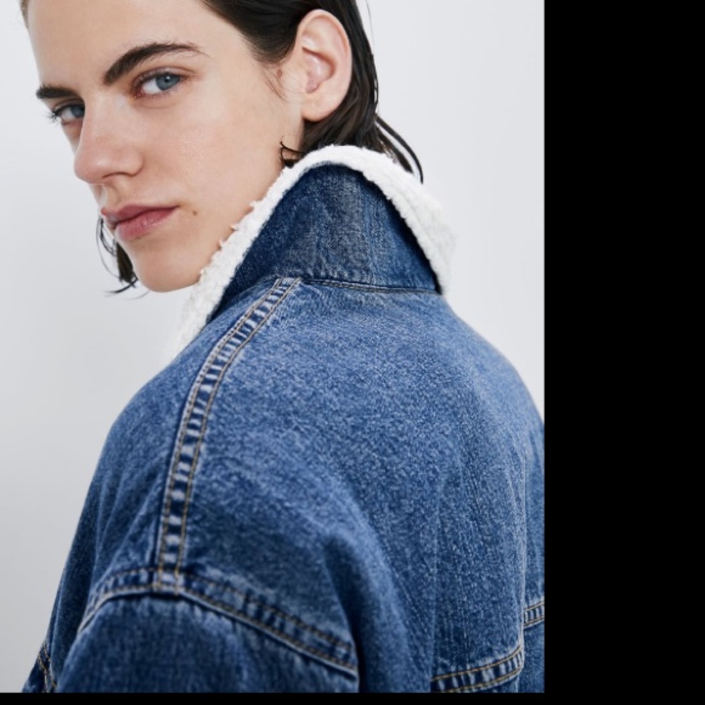 Zara over size denim jacket with fleece - Picture 5 of 7